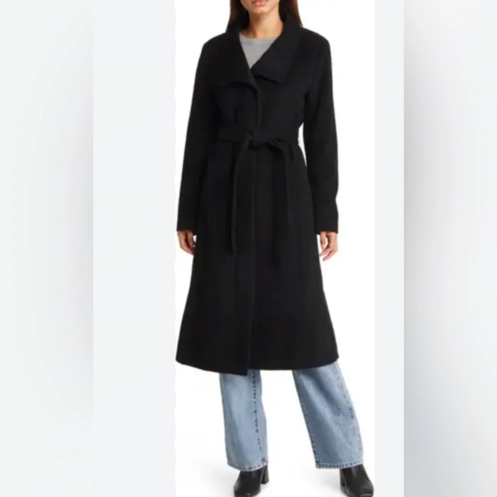 NEW Cole Haan Women's Slick Belted Long Coat Size 12